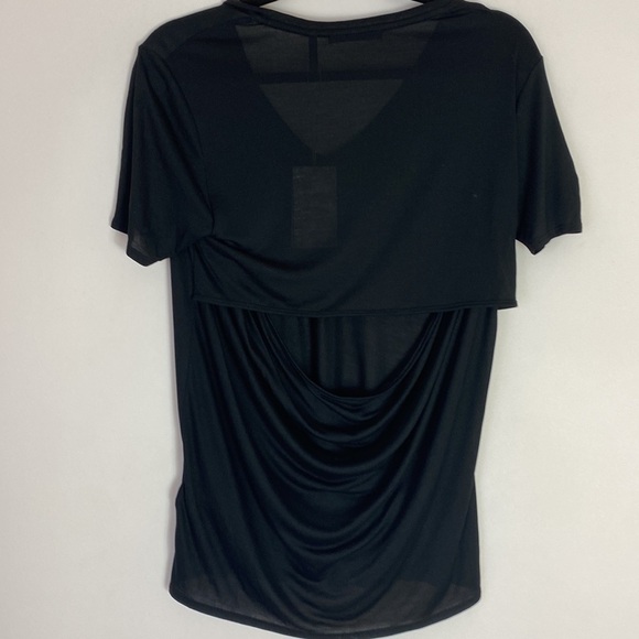 Helmut Lang black Slash Back Jersey V-neck t-shirt small NWT - Picture 4 of 7